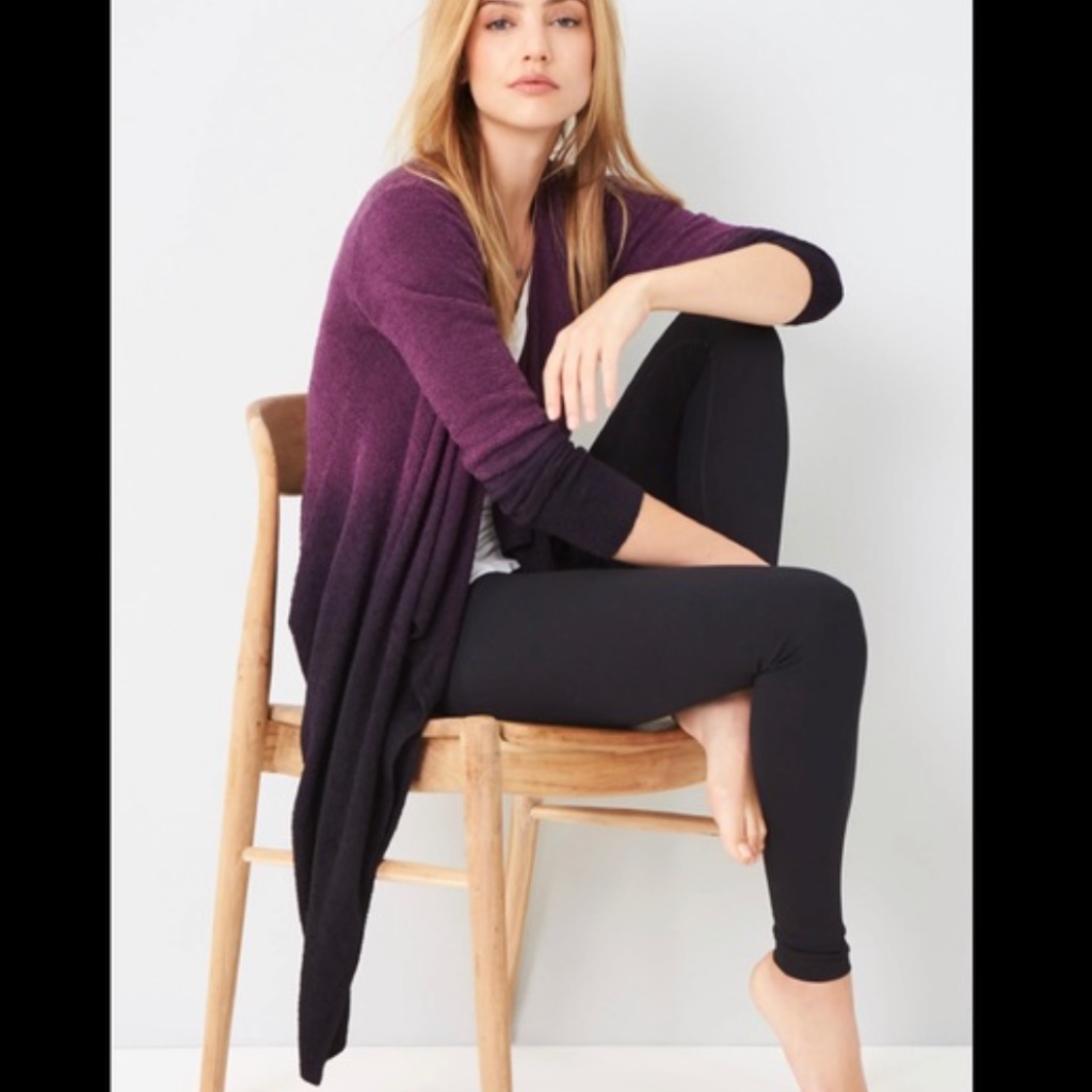 Barefoot Dreams Cozy Chic Lite Purple Ombr Cardigan Sweater S/M